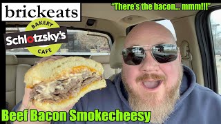 Schlotzskys NEW Beef Bacon Smokecheesy REVIEW Oh that glorious bacon brickeats [upl. by Assiralc]