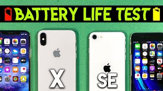 iPhone SE 2020 vs iPhone X Battery Life Drain Test SURPRISED [upl. by Aciemaj]