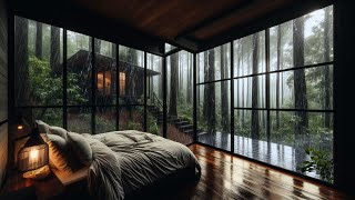 🔴HEAVY RAIN ON THE ROOF of cabin in the forest Nonstop rain sounds For Sleep amp Relaxing amp Studying [upl. by Reinal]