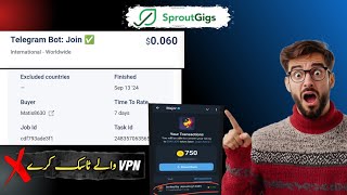 Telegram Bot  Join Task On SproutsGigs 2024  Telegram Join Bot task Complete With VPN SproutsGigs [upl. by Dickerson179]