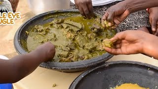 HOW TO FIX ORGANIC BLENDED PLANTAINS FUFU amp GREEN GREEN SOUP VILLAGE COOKING LIFESTYLEfood cook [upl. by Samp]