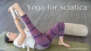 Yoga for sciatica  pain relief  strengthen amp release  25min [upl. by Inatirb449]