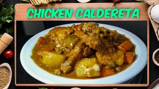 CHICKEN CALDERETA  SAUCY AND CHEESY CALDERETA  BONINGS KITCHEN [upl. by Nylecaj]