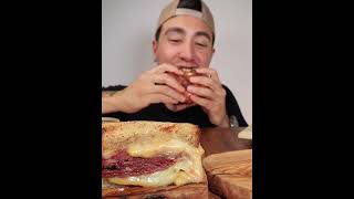 EATING CHEESY PASTRAMI GRILLED CHEESE ASMR MUKBANG [upl. by Jeanne]