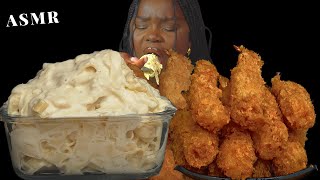 ASMR ALFREDO CREAMY PASTA amp FRIED SHRIMP MUKBANG Talking Sticky Eating Sounds Vikky ASMR [upl. by Ddat]