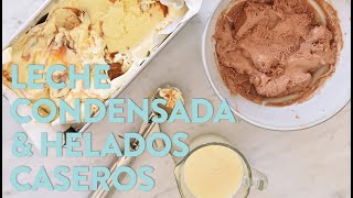 Leche condensada casera y helados de vainilla y chocolate SIN MAQUINA [upl. by Arras854]