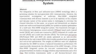 End to End Deep Learning Based Photonic Assisted Multi User Fiber mmWave Integrated Communication Sy [upl. by Eyma522]