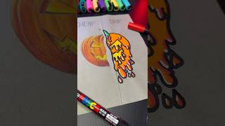 Drawing Pumpkin with Posca Markers 🎃 Drip Effect ⚡️ [upl. by Mannos]