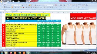 mens inner banian measurement size chart guide  age group 15 to 25 years gurupatterns [upl. by Tanney]