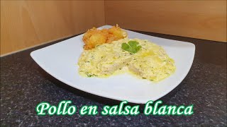 POLLO EN SALSA BLANCA  Receta Casera Fácil Rápida Cremosa y Deliciosa ❤👩🏽‍🍳 [upl. by Abbey975]