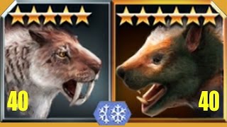 SMILODON Vs MARSUPIAL LION  Jurassic World The Game [upl. by Deeanne]