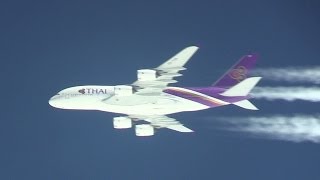 29million view Thai Airways A380 amp ANA B747 Parallel Flight On the sky ของการบินไทยที่ปรากฏก็ [upl. by Shriner]