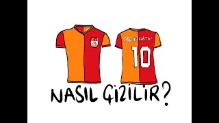 Galatasaray forması nasıl çizilir Klasik metin oktay forması çizimi  galatasaray forma çizimi [upl. by Epillihp84]