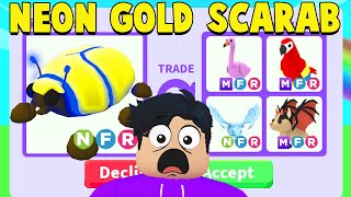 Trading FIRST NEON GOLD SCARAB in Adopt Me [upl. by Anoerb707]