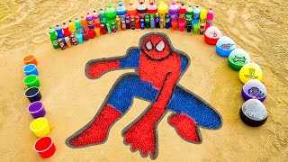 How to make Spiderman with Mentos vs Toothpaste Eruption and Fanta Coca Cola Colored Cups [upl. by Rowena]