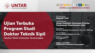 Ujian Terbuka Doktor Teknik Sipil Untar  Mulyadi Irsan  Selasa 2 Juli 2024 [upl. by Ruzich]