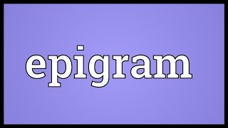 Epigram Meaning [upl. by Nosrak]