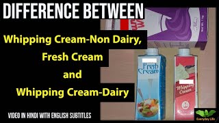 Cream  What is Fresh Cream and Whipping CreamNon Dairy amp Dairy  क्रीम के प्रकार  39 [upl. by Sanfourd578]