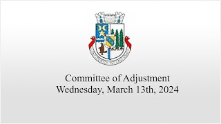 Committee of Adjustment  March 13 2024 [upl. by Mutat69]