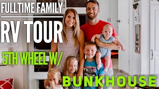 RV TOUR Fulltime Family of 6 with HUGE BUNKHOUSE  Our Tiny Home on Wheels  Renovated RV [upl. by Petra]