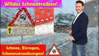 ACHTUNG SchneeUnwetter Starkschneefall Eisregen Schneeverwehungen heftiges Verkehrschaos [upl. by Vyse]