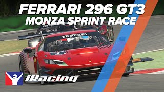 iRacing Gameplay Ferrari 296 GT3 Sprint Race at Monza [upl. by Olethea]