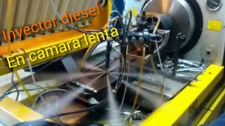 como funciona un INYECTOR DIESEL en cámara lenta [upl. by Aimo]