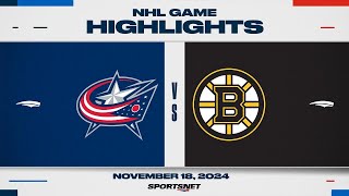 NHL Highlights  Blue Jackets vs Bruins  November 18 2024 [upl. by Ynnij]