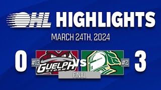 OHL Highlights Guelph Storm 0  London Knights 3  March 24th 2024 [upl. by Lubeck]