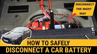 How to disconnect a car battery the correct way  or  terminal 1st BMW F10 F11 battery location [upl. by Gothart]