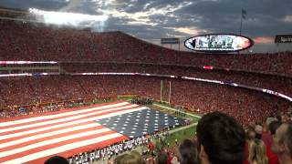 National Anthem amp B2 Stealth Bomber Flyover at Arrowhead Stadium [upl. by Ahsienal]