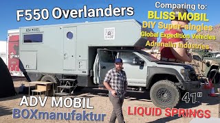 ADV Mobil F550 Overlander Super Singles Expedition Vehicles  Boxmanufakur vs Bliss Mobil amp GXV [upl. by Yerroc]