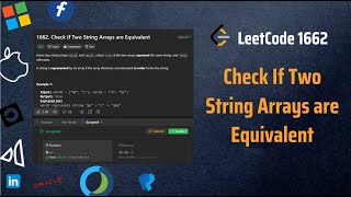 ✅ Check If Two String Arrays are Equivalent  StringBuilder  Simple Concatenation  LeetCode 1662 [upl. by Koziel145]