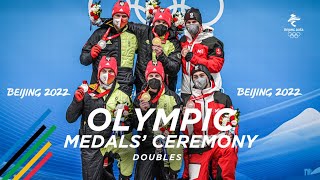 Olympic medals‘ ceremony in Doubles luge at the Beijing 2022 Winter Games [upl. by Noid]