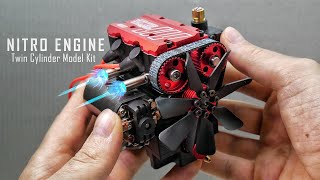 Building a Twin Cylinder Nitro Engine  Assembling and Starting Mini Engine Model Kit [upl. by Battat155]