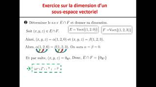 Exercice sur la dimension dun sousespace vectoriel  Sev supplémentaires [upl. by Ozan]