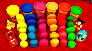 PlayDoh Surprises Eggs Playdough Toys Angry Birds Hello Kitty Batman Disney Cars Spongebob Smurfs [upl. by Anoirb]