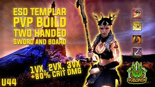 ⚔️ESO 2H TEMPLAR PvP Build 2HSampB U44 l Crit Burst w Pull Set l 1vX 2vX 3vX BGs ⚔️ [upl. by Sollars830]