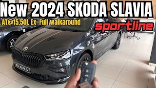 Skoda Slavia Sportline 2024  New Slavia sportline AT EX1550 L Most Value for money variant [upl. by Bone]