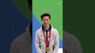 Nathan Chen reacts to his Beijing 2022 gold medalwinning free skate [upl. by Icyak407]