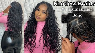 The BEST Human Hair for Boho Knotless Braids Ft YWigs  Step by Step DIY Hairstyle Beginner Friendly [upl. by Satterfield]