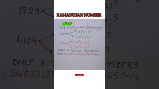 Ramanujan number ramanujan number maths 1729 shrinivasa Ramanujan number 1729 [upl. by Eppesiug]