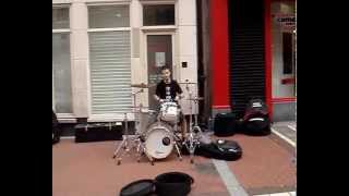 Dublin buskers  Me playing the drums in Grafton Street [upl. by Tenney672]