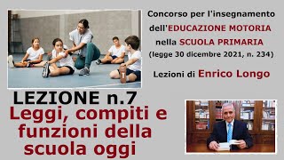 Leggi compiti e funzioni della scuola oggi  LEZIONE n7 Concorso EDUCAZIONE MOTORIA [upl. by Nangatrad]