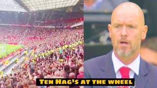 Liverpool fans singing “Ten Hag’s at the wheel” 😂😂 Man united fans leaving old Trafford 😲😱 [upl. by Eul]