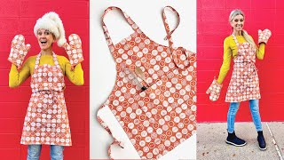 Make an EASY APRON in 30 mins all the steps FREE PATTERN [upl. by Eniamej]