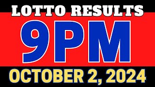 9PM October 2 2024 PCSO Results Today Lotto  lottoresulttoday pcsolottoresults 3dlotto [upl. by Einapets169]