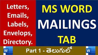 quotIntroduction to Mailings Tab in MS Word  Complete Overviewquot Part 1 Mail Merge [upl. by Haral]