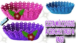 IMPRESIONANTE CestaCanasta MÚLTIUSOS a crochet FÁCILES DE VENDER 😱 [upl. by Ylicic]