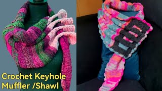 Crochet Keyhole Scarfকুশিকাটার নতুন ডিজাইনের শাল  কুশিকাটার ত্রিকোনা শাল [upl. by Lerad]